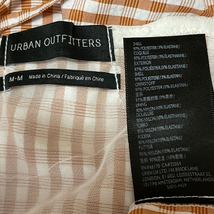 Urban Outfitters Kitty Brown White Sleeveless Gingham Bustier A-line Dress Sz M