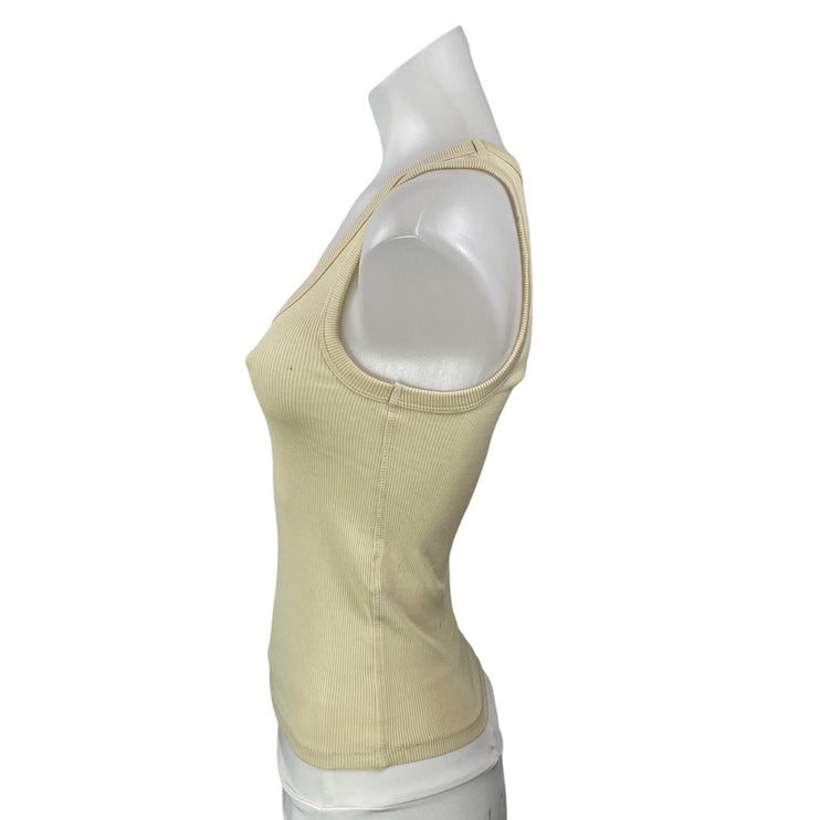 Zara Women's Light Yellow Ribbed Knit Scoop Neck Sculpt Cami Tank Top Size S