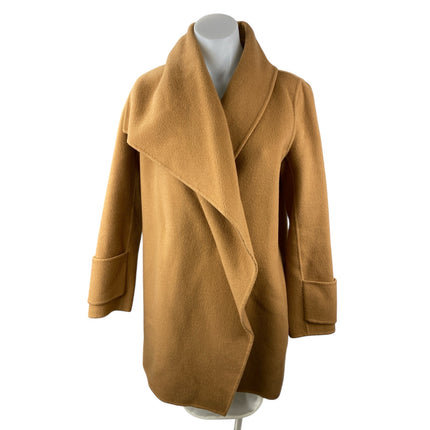 Vince 100% Wool Brown Drape Front Shawl Collar Long Sleeve Puffer Coat Jacket XS