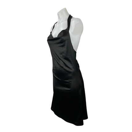 NEW Zaful Black Silk Satin Halter Cowl Neck Backless A Line Mini Dress Size M