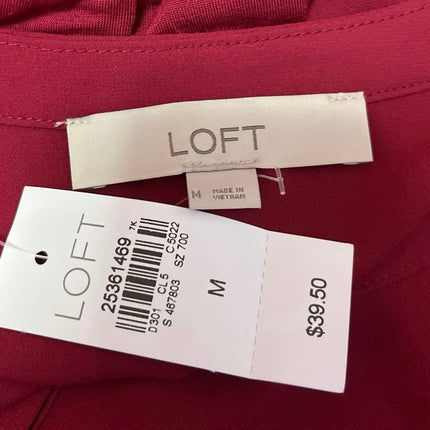 NEW Ann Taylor LOFT Red Sleeveless Half Button Shirt Blouse Tank Top Size M