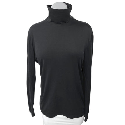 Theory Black Silk Turtleneck Foldover Long Sleeve Pullover Sweater Top Size L