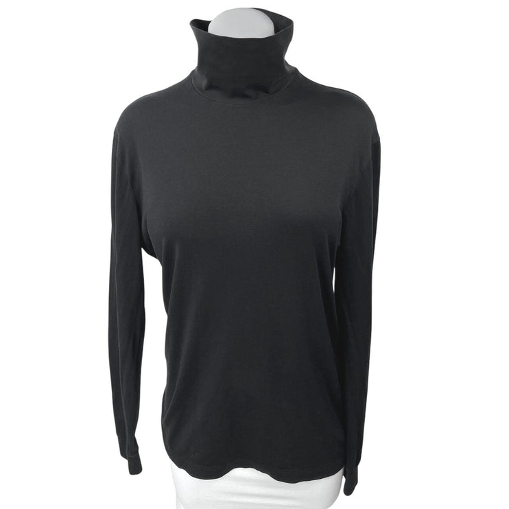 Theory Black Silk Turtleneck Foldover Long Sleeve Pullover Sweater Top Size L