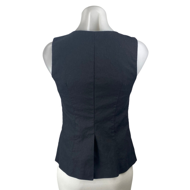 GAP Black Linen V Neck Sleeveless Tank Waistcoat Longline Suit Vest Top Size XXS