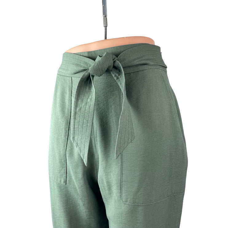 Leith Women's Green Bow Tie Knot High Waisted Straight Trousers Pants Size XS