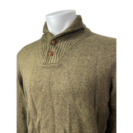 NEW J.Crew Men's Olive Green Wool Knit Long Sleeve Polo Sweater Top Size L