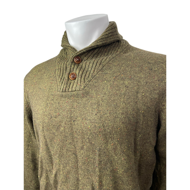 NEW J.Crew Men's Olive Green Wool Knit Long Sleeve Polo Sweater Top Size L