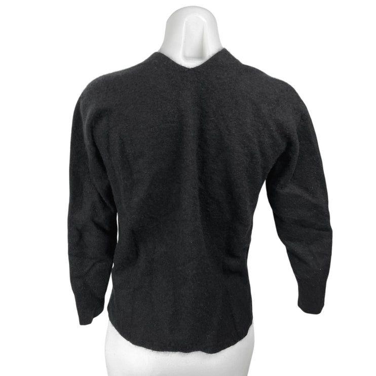 Princesse Tam-Tam 100% Cashmere Black V-neck Long Sleeve Pullover Sweater Top S