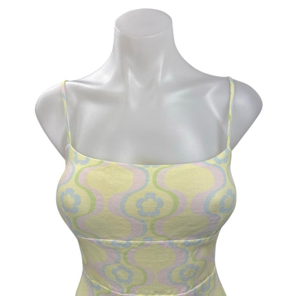 Aritzia Sun-Deh Yellow Floral Sleeveless Cami Camisole Mini A-line Dress Size XS