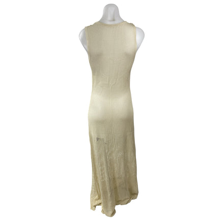 Commense Cream Sleeveless Open Knit Round Neck Cami Tank Maxi Dress Size L