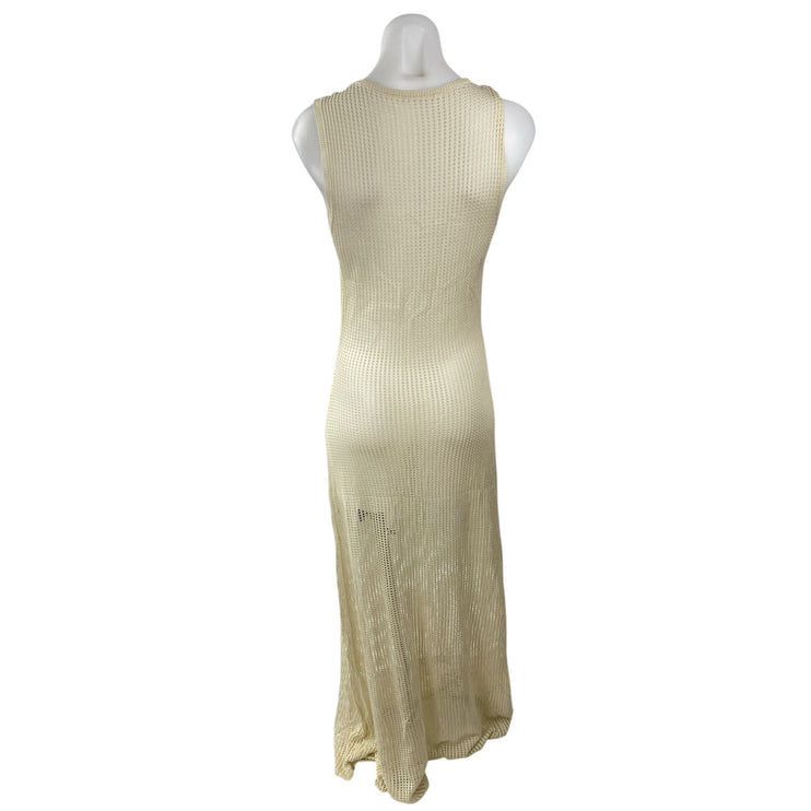 Commense Cream Sleeveless Open Knit Round Neck Cami Tank Maxi Dress Size L
