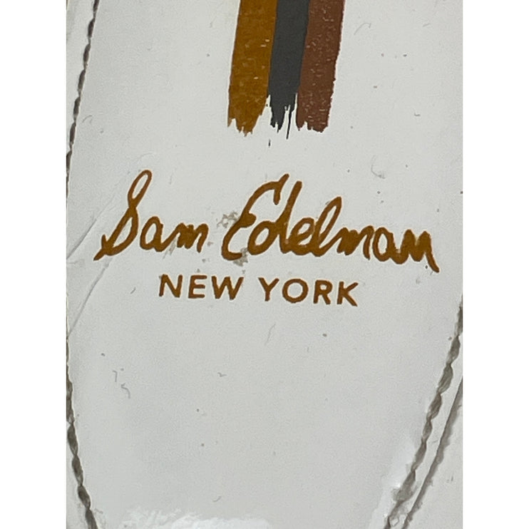 Sam Edelman Women's White Double E Straps Square Toe Bay Flat Slides Sandals 9.5