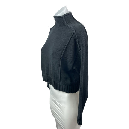 Zara Women's Black Turtleneck Long Sleeve Rib Knit Cropped Sweater Top Size S