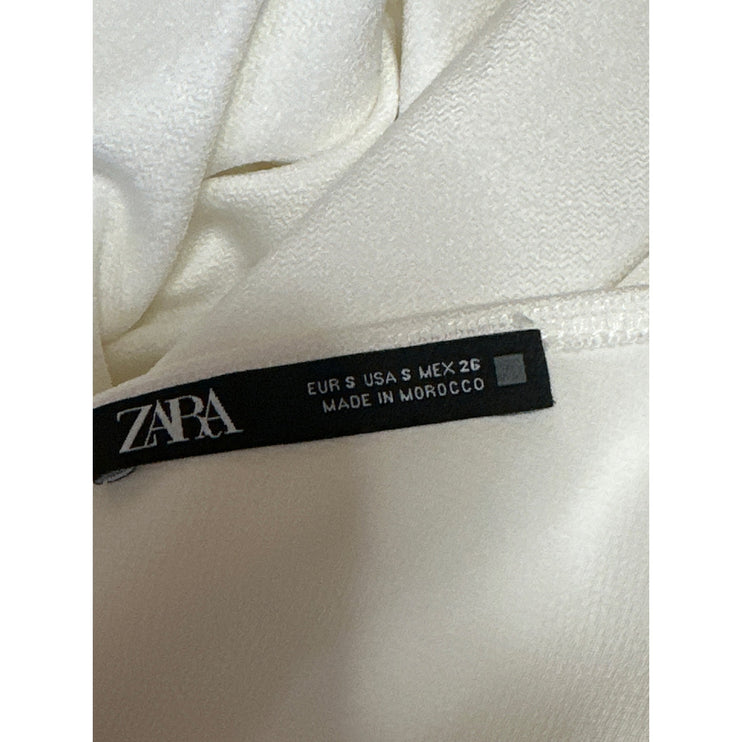 Zara White Halter Sleeveless Cutout Open Back Ruched Mini Bodycon Dress Size S