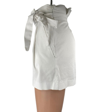Zara Women's White High Waisted Tie Waist Paperbag Casual Mini Shorts Size XS