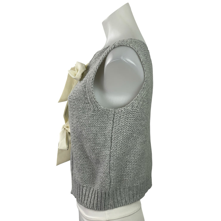 Commense Gray Tie Front Sleeveless Knit Tank Vest Cardigan Sweater Top Size S