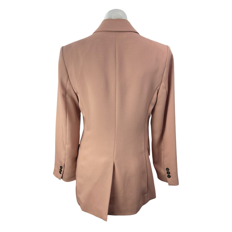 MNG Mango Women's Pink Double Breasted Peak Lapel Blazer Coat Jacket Size 6