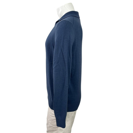 Reiss Men's Blue Long Sleeve Collared Polo Knit Sweatshirt Sweater Top Size M