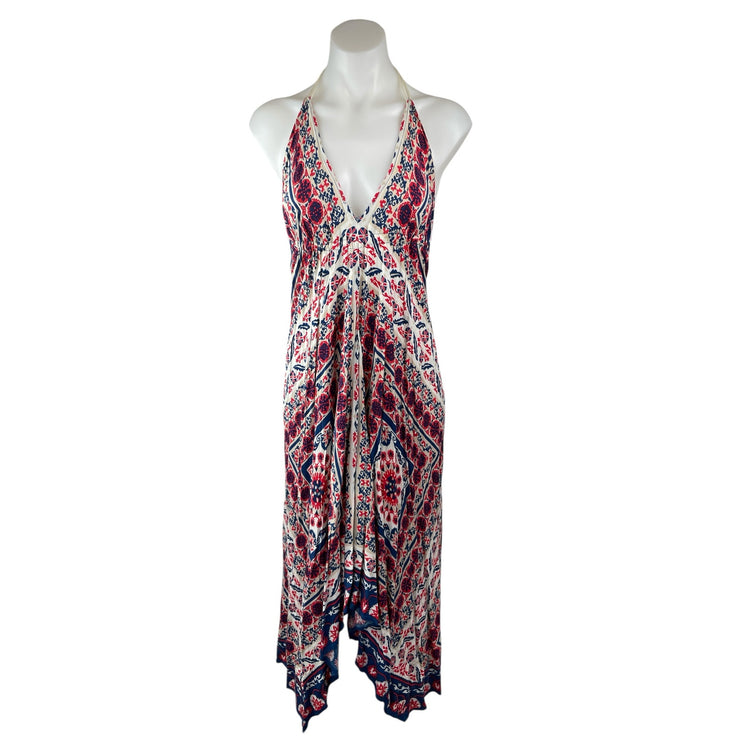 Flying Tomato Multicolor Sleeveless Halter Bohemian Summer Maxi A-Line Dress M