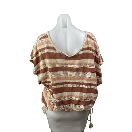 Anthropologie Womens Multicolor Striped Knit Side Tie Boho Poncho Sweater Top OS