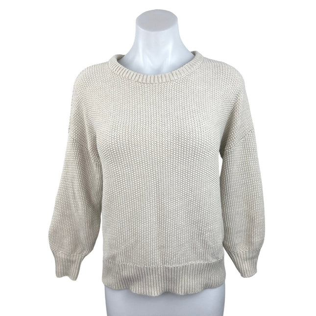 Old Navy Women Cable Knit Cream Crew Neck Long Sleeve Pullover