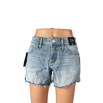 NEW Silver Jeans Co Women's Blue High Rise Cutoff Boyfriend Denim Jean Shorts 25
