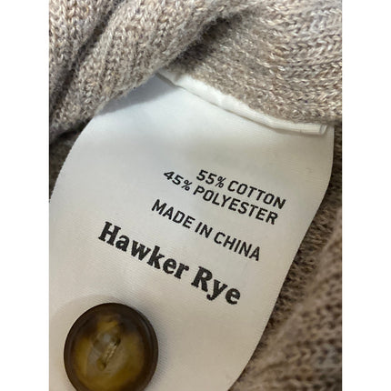 Hawker Rye Brown Tan Waffle Knit Hooded Long Sleeve Henley Sweatshirt Sweater L
