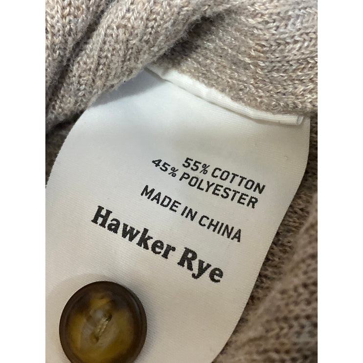 Hawker Rye Brown Tan Waffle Knit Hooded Long Sleeve Henley Sweatshirt Sweater L