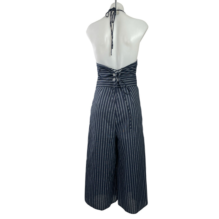 Lunic Black Chevron Striped Sleeveless Cami Camisole Wide Leg Romper Jumpsuit S