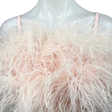 SGinstar Pink Ostrich Feather Fuzzy Sleeveless Cami Camisole Crop Tank Top Sz S