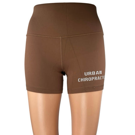 Urban Chiropractic Women's Brown High Waist Athletic Activewear Biker Shorts S