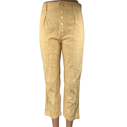 Urban Outfitters Yellow High Waisted Button Fly Cropped Bootcut Flare Pants Sz 4