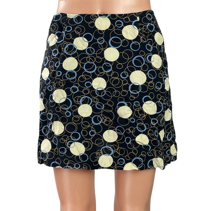 Express Womens Black Cream Polka Dots High Waisted Mini A-line Skirt Size 5/6