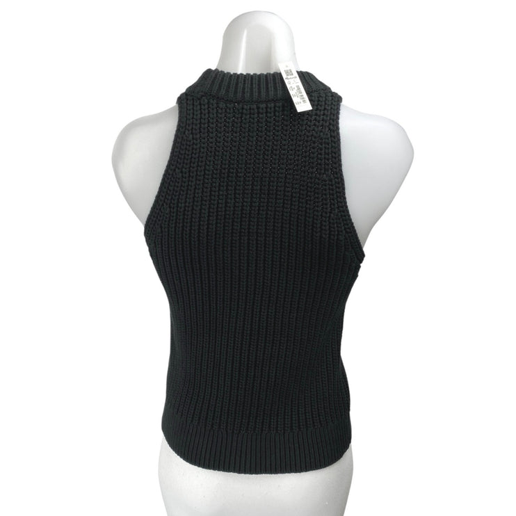 NEW Madewell Women's Black Sleeveless Button Up V Neck Sweater Vest Top Size XS