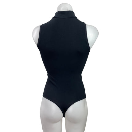 Yummie Womens Black Sleeveless Turtleneck Stretch Knit Tank Bodysuit Top Size S