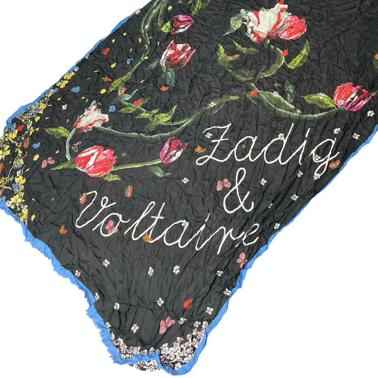 Zadig & Voltaire Maxy Signature Skull Multicolor Floral Blanket Scarf Stole OS