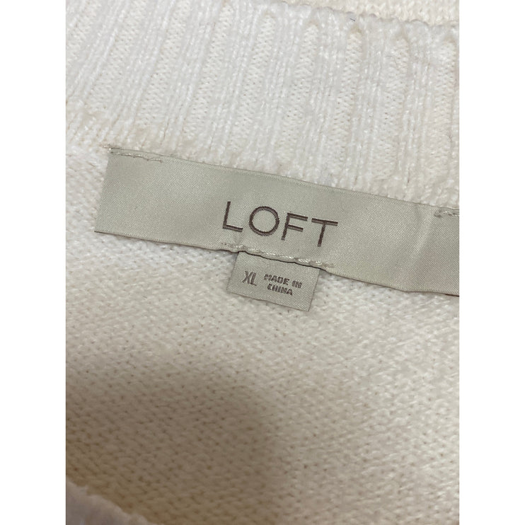 Ann Taylor LOFT Women's Cream Long Sleeve Crew Neck Sweatshirt Sweater Top XL