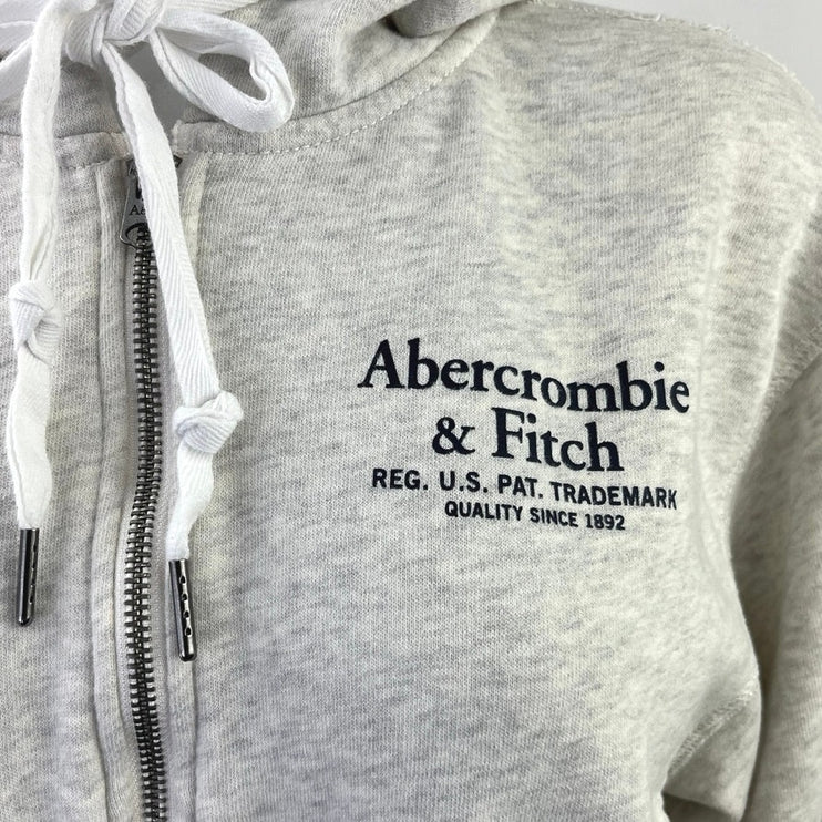 Abercrombie & Fitch Heather Gray Full Zip Hooded Hoodie Sweatshirt Top Size XS