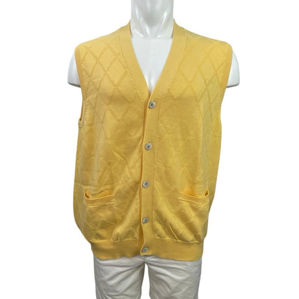 Pendleton Men's Yellow Sleeveless Button Down Cardigan Sweater Vest Tank Top XL