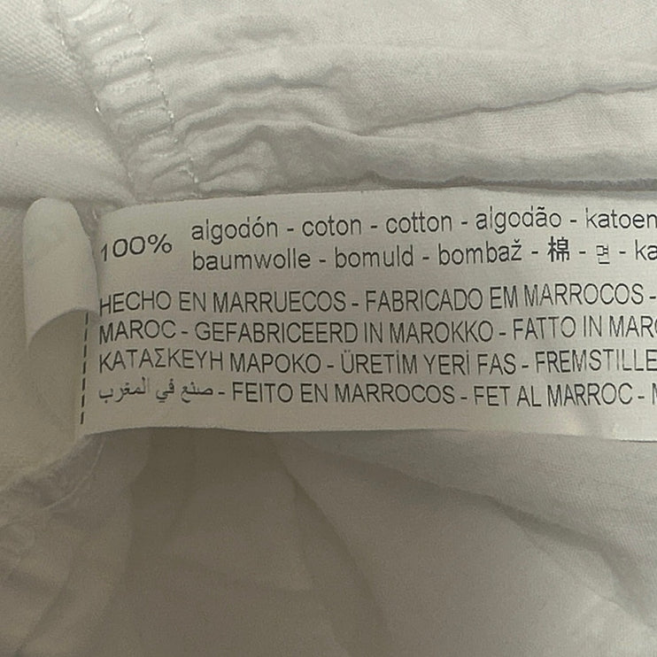 Zara Women's White Ruffle Short Sleeve Crew Neck Peplum Shirt Blouse Top Size L