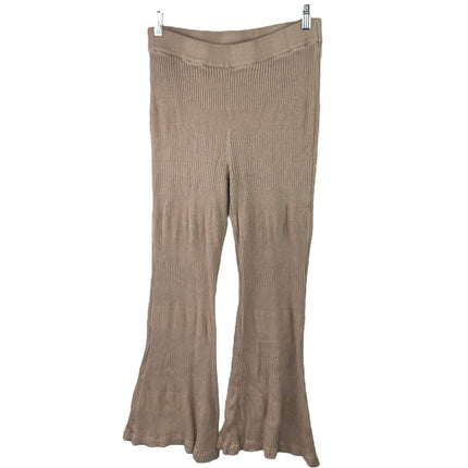 Song Of Style Tan Rib Knit High Waist Flared Bootcut Trousers Leggings Pants XL