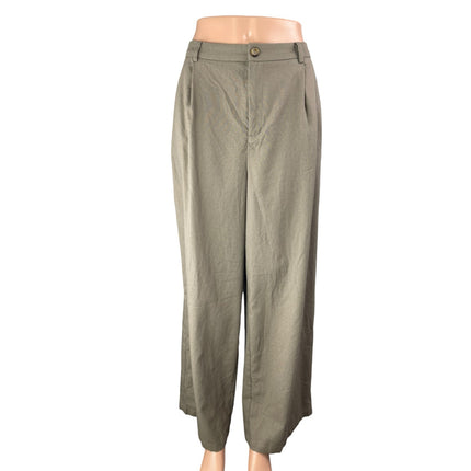 NEW Grace Karin Women's Brown High Elastic Waist Pleated Trousers Dress Pants L