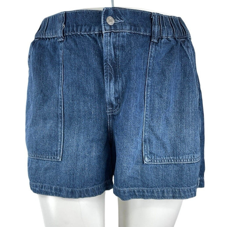 Gap Women's Blue Elastic Waist High Rise Mom Casual Denim Jean Shorts Size XL