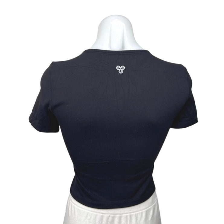Aritzia TNA Action Black Crewneck Short Sleeve Activewear Crop Tee T-shirt Top S