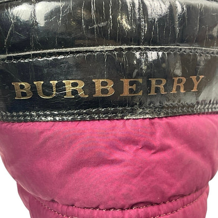 Burberry Pink Black Quilted Slip On Round Toe Knee High Snow Rain Boots Size 7.5