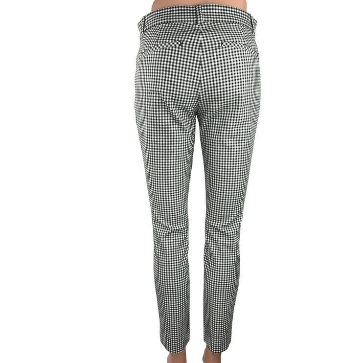 Gap Black White Gingham Check Mid Rise Stretch Skinny Ankle Casual Pants Size 2