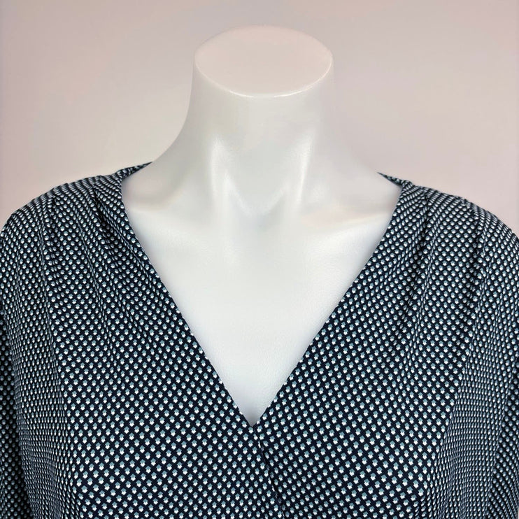 Banana Republic Womens Black V Neck Surplice Faux Wrap Long Sleeve Blouse Top XS