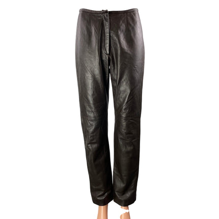 Vintage Efrem Women's Dark Brown 100% Leather Straight Trousers Pants Size 2
