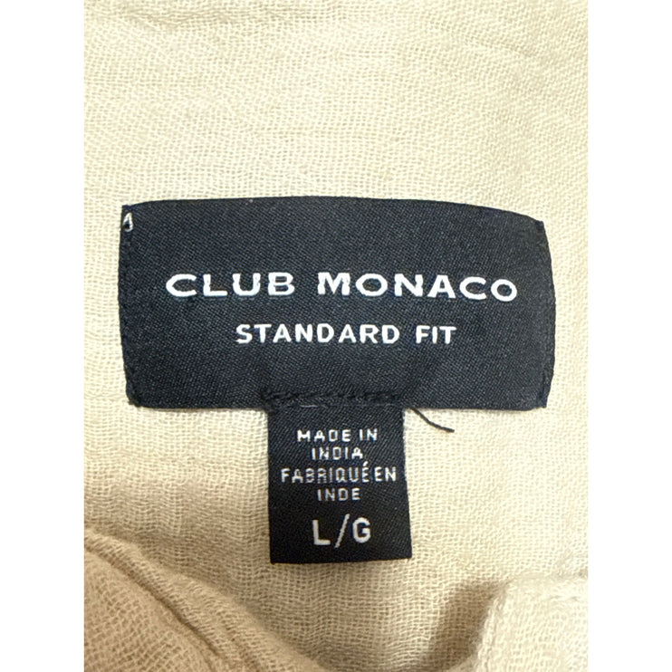 Club Monaco Beige Textured Collared Long Sleeve Casual Button Down Shirt Top L