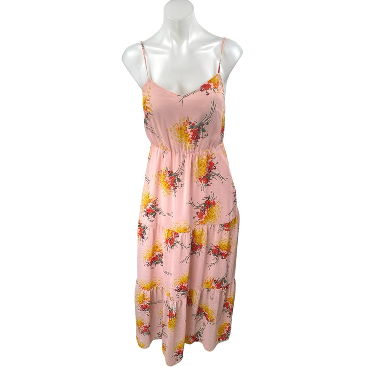 J.Crew Pink Floral Sleeveless Tiered Cami Camisole Midi A-Line Tank Dress Size 0